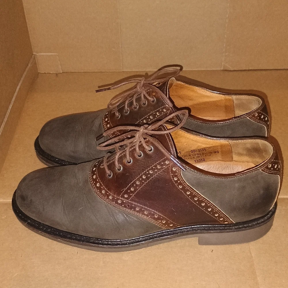 Johnston & Murphy Handcrafted Italy Leather Saddle Oxford Shoes Brown Men's‎ 8.5